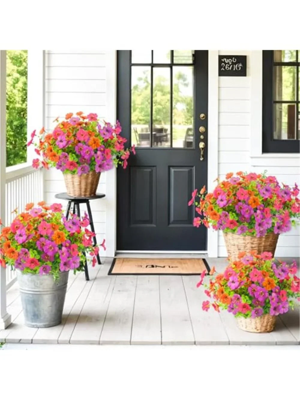 12 Bunch Artificial Flowers Outdoor UV Resistant Faux Silk Plants Garden Decor